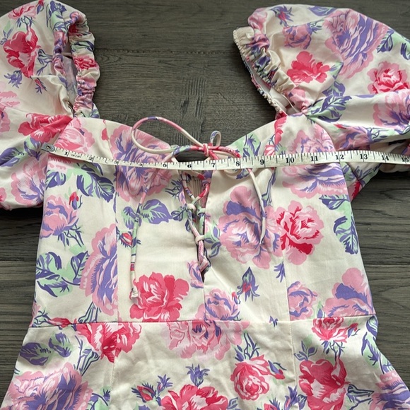 Zara | Light Pink and White Floral Mini Dress With Puff Sleeves Size Small - Picture 7 of 13